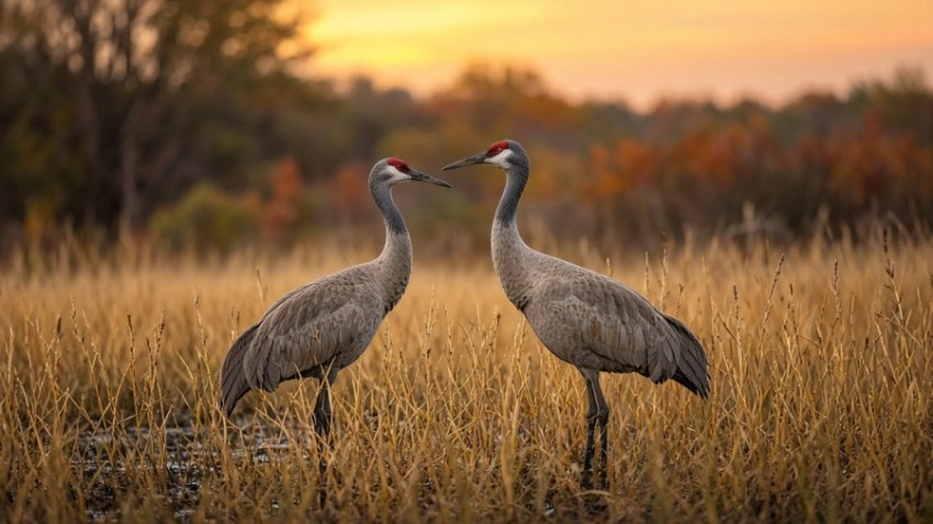 Sandhill Cranes at Dusk