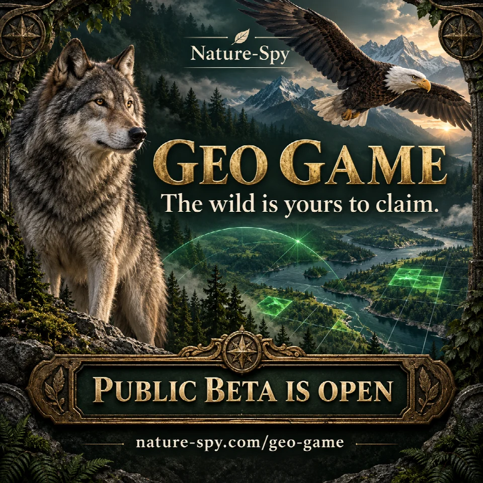 Nature-Spy Geo Game. The wild is yours to claim. Public beta is open.
